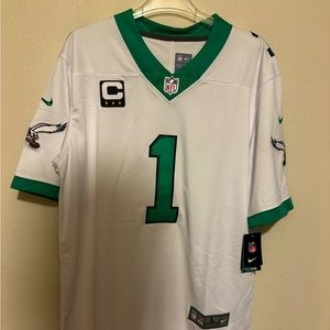 Jalen Hurts white/kelly green eagles jersey.